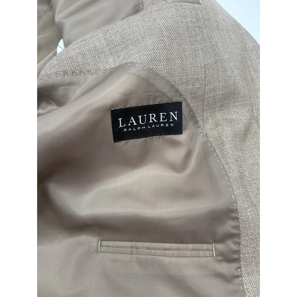 Lauren Ralph Lauren Black Label Men's Rayon Linen Blend Beige Sportcoat, 48 Reg